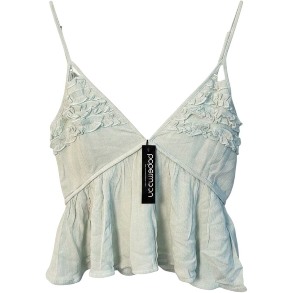 Papermoon‎ Sage Green Ruffle Peplum Camisole Top PT16178 Small